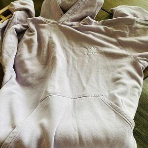 lavender pink adidas white striped hoodie